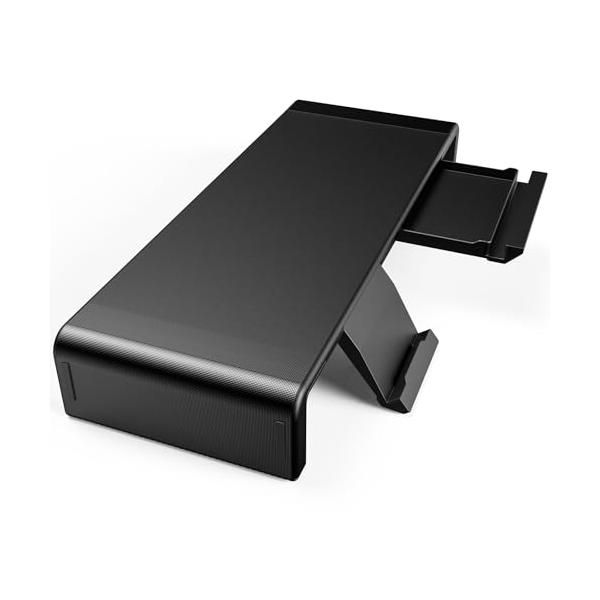 他サイト： 工匠藤井 モニター台 折りたたみ式 三段式幅調整 スマホとタブレットトレー キーボード収納 引き出し 8CM高度 耐荷重25kg モニタースタンの商品画像