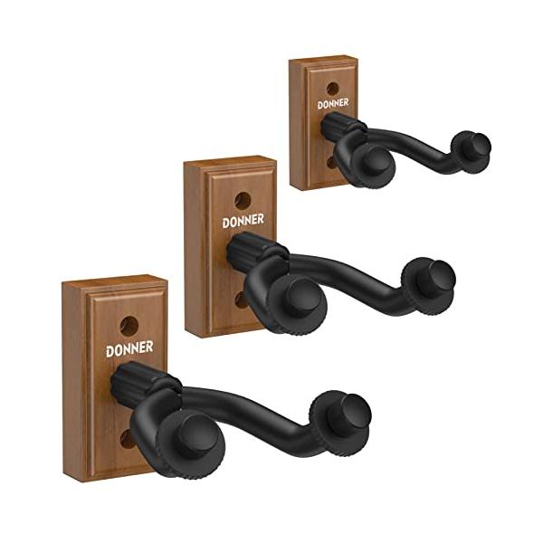 他サイト： Donner ギターハンガー 壁掛け ブラックウォールナット材 荷重10KG ベース/ウクレレ ネジ付 3個の商品画像