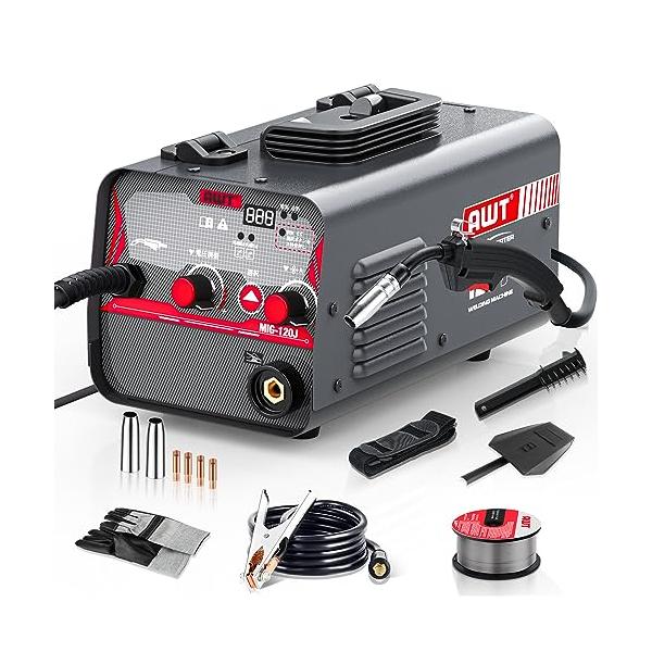 MIG-120 半自動・・Style:MIG-120 半自動・シナジー機能付・簡単操作AWTノンガス半自動溶接機は選択ボタン１つと調整ダイヤル２つで簡単にセットできます。シナジー機能が搭載されるため、ワイヤー選択により最適な溶接条件を自動的...