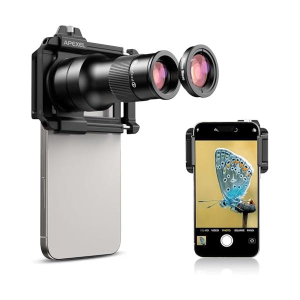 2025年新版 APEXEL 望遠とマクロ一体化スマホレンズ 6Xスマホ望遠