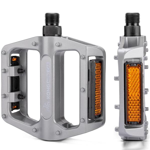 自転車 ペダル フラットペダル リフレクター付き 9/16インチ アルミ製