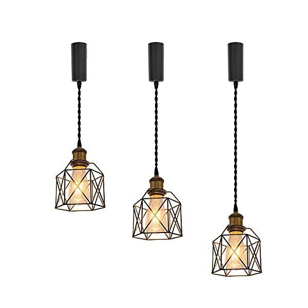 ☆3個パック ブラック レトロペンダントライト 長さ調節可 　北欧 KIVEN 3個パック ブラック レトロペンダントライト 長さ調節可 コード