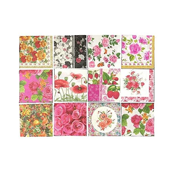 ・混合カラー ３３ｃｍ×３３ｃｍ ・サイズ　３３ｃｍ×３３ｃｍ　２枚重ね　３枚重ね・12枚入り　12種類　　各１枚・デコパージュなど自宅クラフトにも使えます★