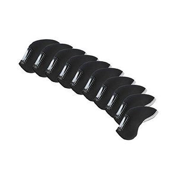 他サイト： 東川口商事 ゴルフ アイアン ヘッド カバー 番手 見える 窓 付 ソフト 素材 １０個 セット 色 々 選べる ブラックの商品画像