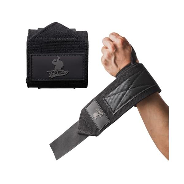 他サイト： パワーリフターが本気で作ったP.L.Collegeリストラップ-ストロング-パワーチューブNAOTO監修-ベンチプレスで手首の保護力ブラックの商品画像