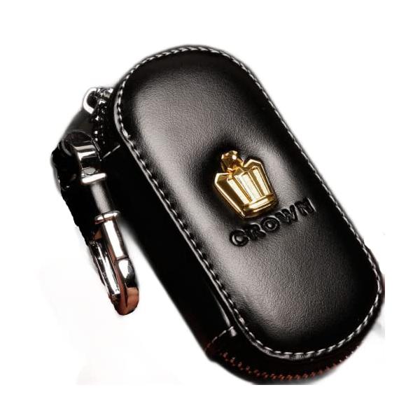 他サイト： BAXCARTEC クラウン CROWN トヨタ TOYOTA スマートキーケース キーカバー キーホルダー 高級PUレザー製 黒の商品画像