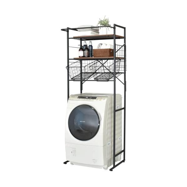 エカンズ 棚付きランドリーラック LSH-500B バスケットタイプ ブラック ekansエカンズ 棚付きランドリーラック LSH-500B バスケット