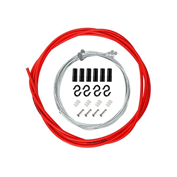 ・レッド  1・・Color:レッド・ブレーキケーブルセット：ブレーキ付きケーブルセットで、4本の内制動ケーブルを得ることができます。古いブレーキの代わりに、ロープを引くのに十分です。使用寿命が長いです。・パッケージ内容：ブレーキケーブルセ...