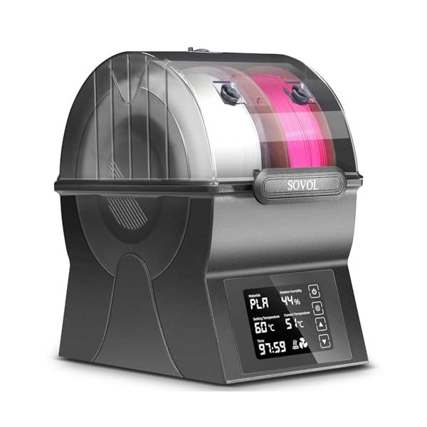 SH02-ダークグレー/2kg/-・Size:2kg・デュアルスプールフィラメントドライヤーボックス - 各Sovol SH02フィラメントドライヤーには、PTFEパイプを通すためのフィラメント穴が2つ装備されています。新しく設計されたフィ...