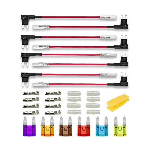 他サイト： Kiligen 8個 12V-24V 車平型ヒューズホルダー 配線追加 電源取り出し 平型 ヒューズる+6個小型無料ヒューズ付き+8個配線コネクの商品画像