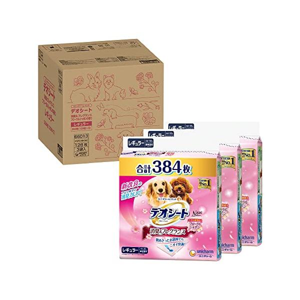 他サイト： 限定 デオシート 犬用 シート 消臭・フレグランス フローラルシャボンの香り レギュラー 384枚（128枚×3袋）おしっこ ペット用品 ユニチの商品画像