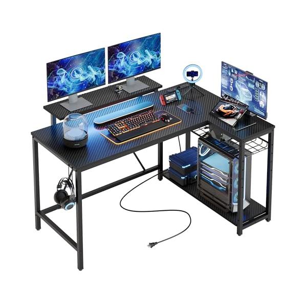 他サイト： Bestier ゲーミングデスク L字デスク コンセント付き 幅122cm USB-C対応 パソコンデスク 机 pcデスク L字型 収納ラック付の商品画像