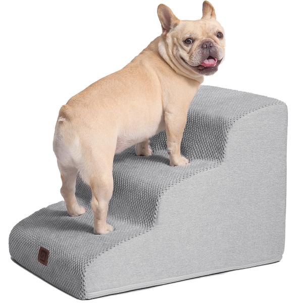 EHEYCIGA 犬階段 3段 ライトグレー ドッグステップ ペット階段 滑り止め付き 洗える カバー取り外し（3段，ライトグレー）