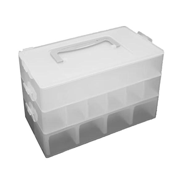 クリアホワイト/-/PMKJ016CL・全体 約209mm×104mm×141mm・1段目 約209mm×104mm×53mm / 2、3段目 約209mm×104mm×44mm・素材:PPポリプロピレン・たくさんの工具や接着剤をこれ1つで...