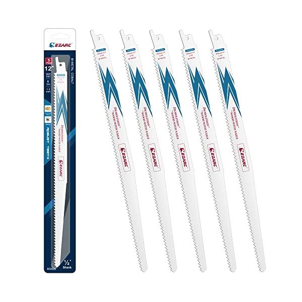 EZARCイザーク レシプロソー替刃 全長300mm 6山 バイメタル 8％コバルト ハードウッド・釘付き木材・プラスチック・複合材料 解体用