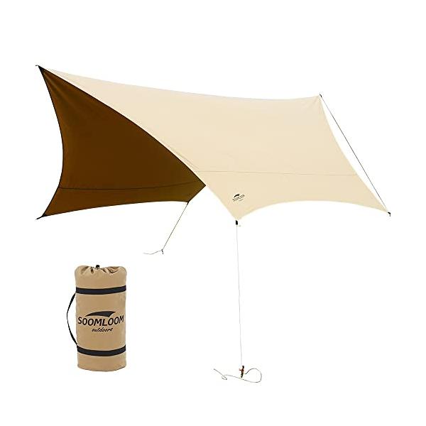 他サイト： Soomloomヘキサタープ4.2ｍｘ4.1ｍ 焚き火可 ポリコットンTC ファイアプレイス 遮熱性/耐火性/耐水性優れ カーキ サンシェードの商品画像