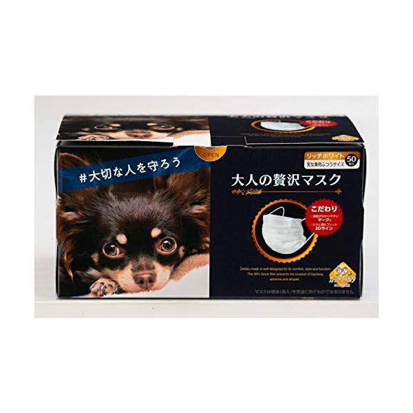 他サイト： 原田産業 大人の贅沢マスク 　リッチホワイト　男女兼用ふつうサイズ50枚入　２箱セットの商品画像