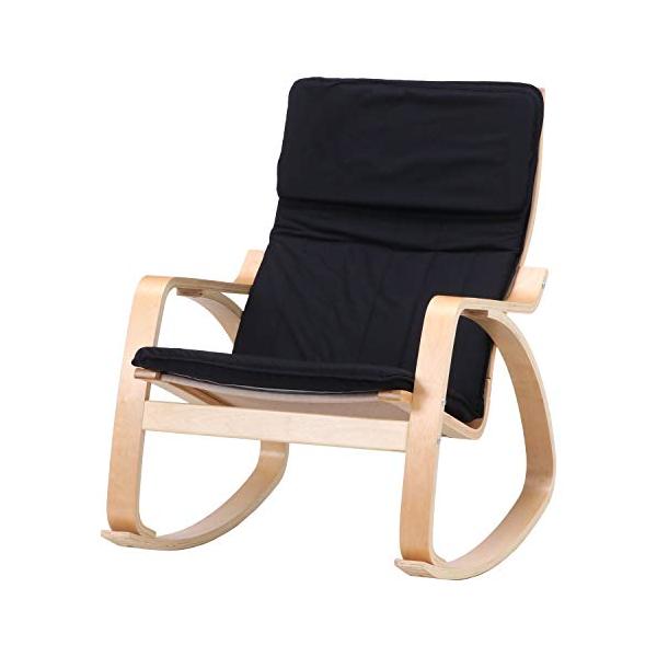 ロッキングチェア・ブラック 幅67cm 40815・・Color:ブラック・サイズ:幅67×奥行96×高さ90cm、座面高48cm・本体重量:10.5kg・素材・材質:フレーム/樺材、張地/綿35%・ポリエステル65%・原産国:中国