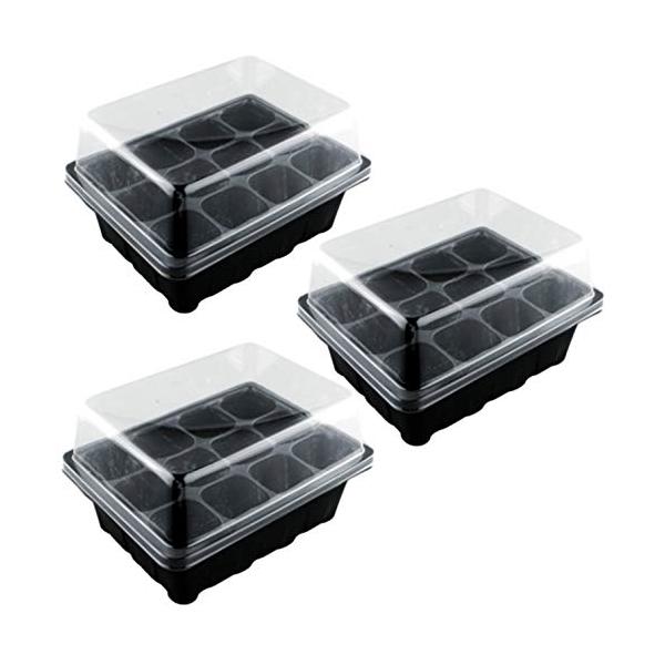 シンプル・2. ブラック  ・・Color:2. ブラック・家庭菜園用プランター 3個セット です。・12穴あるため、同時に色々な苗を植える事ができ、成長過程をお楽しみいただけます。穴は、くぼみが深く、根が張りやすい構造です。・透明カバー付...