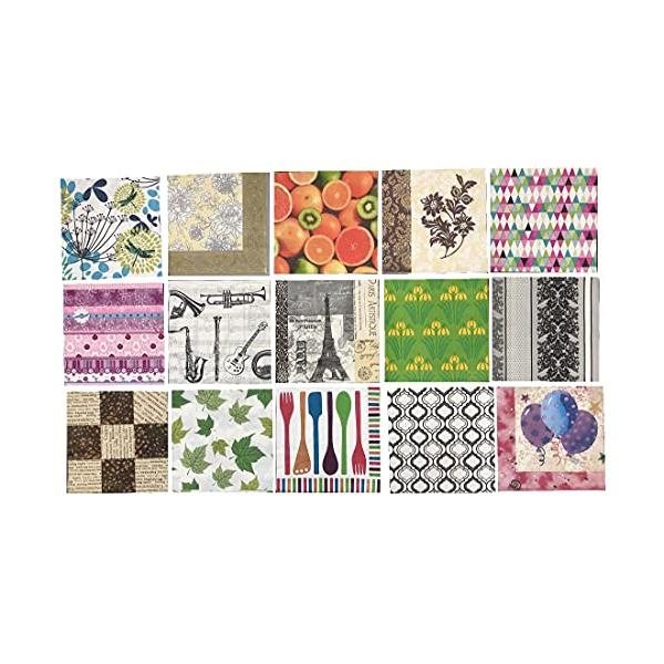 ・混合カラー 33×33 ノーブランド・サイズ　３３ｃｍ×３３ｃｍ　２枚重ね　３枚重ね・15種類　各1枚入　　合計15枚・デコパージュなど自宅クラフトにも使えます