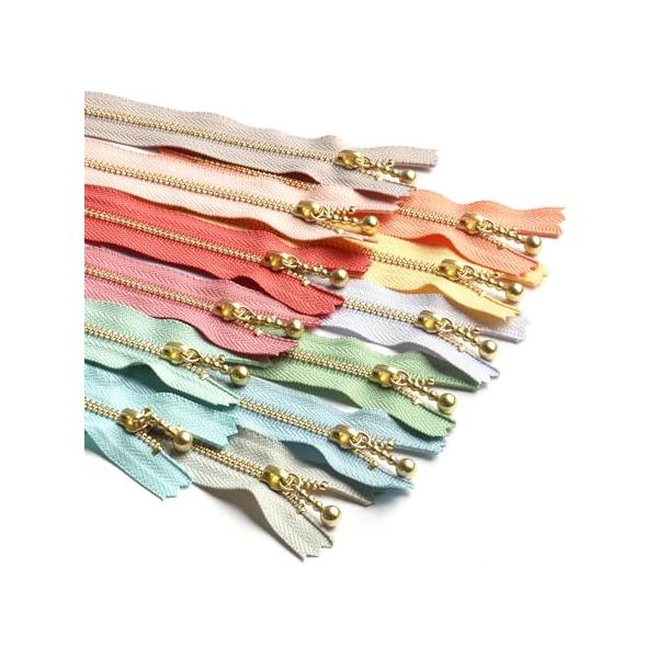 他サイト： Y.K.K 玉付きファスナー ニュアンスカラー12色セット 12cm ゴールド 3G12-N12MIXの商品画像