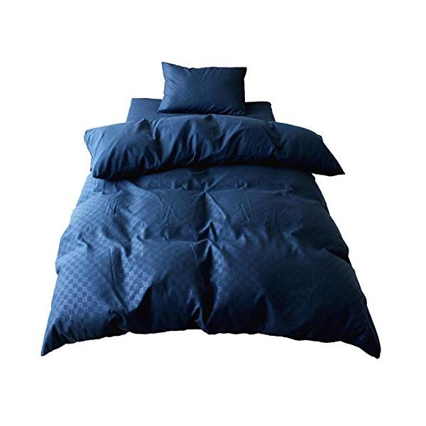 他サイト： メリーナイト 掛け布団カバー 市松柄 ネイビー シングルロング 約150×210cm 光沢感 和モダン 洗える シワになりにくい 速乾 PE12の商品画像