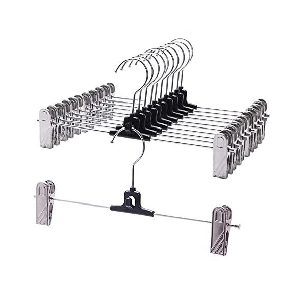 他サイト： VEHHE ズボンハンガー マルチレイヤースタック可能スラックスハンガー 調節可能なクリップ2個付きスカートハンガー 360回転フック付きパンツの商品画像