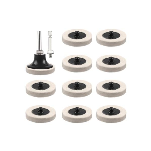【互換品】 IROKCAKPT フェルトバフ 50mm ポリッシャー バフ 羊毛 フェルトバフ 車 ガラス研磨用バフ フェルトホイール 電動ドリルに使
