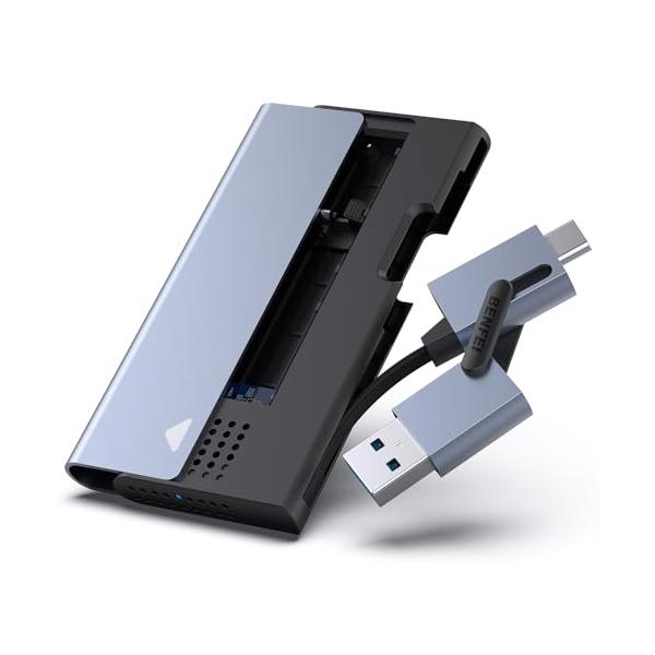 他サイト： 【互換品】 BENFEI M.2 NVMe SATA SSD ケース（エンクロージャ）、ケーブル内蔵 、2-in-1 USB Type-A/Type-の商品画像