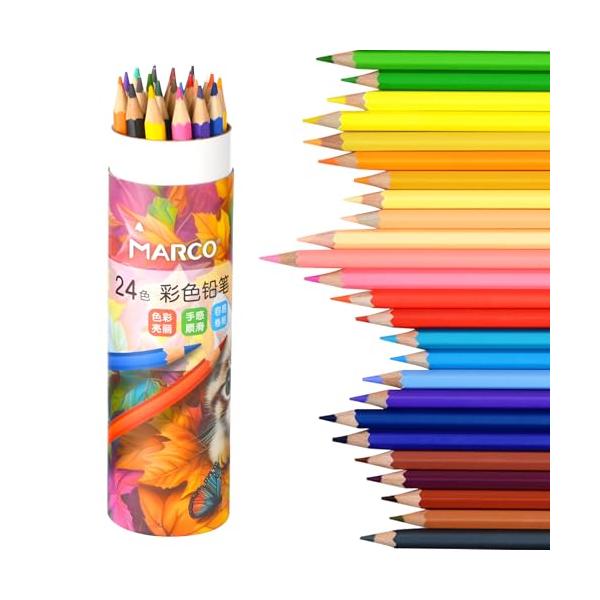 Marco 色鉛筆 油性 24色 塗り絵 芯2.9mm 折れにくい 色鮮やかで手触り