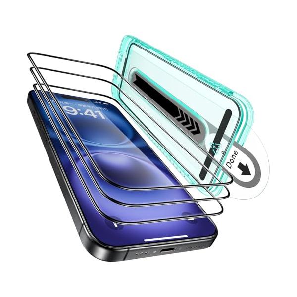 他サイト： 【互換品】 ESR Phone 16 ガラスフィルム Phone 15 ガラスフィルム 3パック スクリーン保護フィルム 強化ガラスフィルム 貼り付けの商品画像