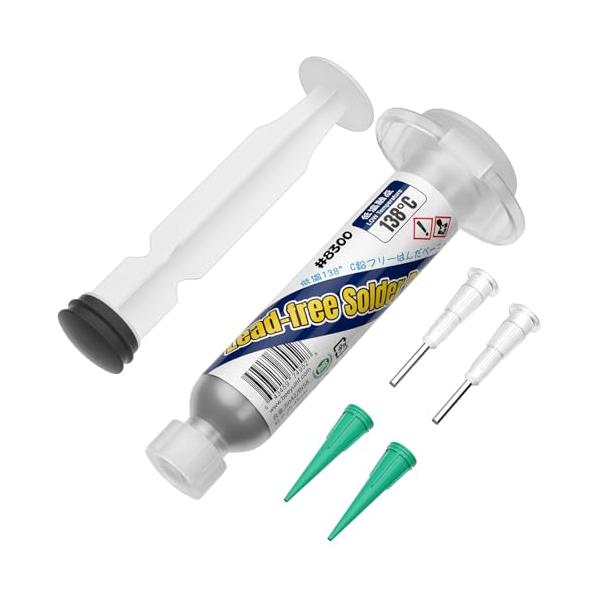 モデル: 8300; 内容量: 1.05oz/30g;・はんだペーストの組成: Sn:42%、Bi:58% ; 粒子サイズ: #3 25-45 ミクロン・フラックスはんだごての推奨使用温度：170℃~200℃・低温はんだペースト、融点: 1...