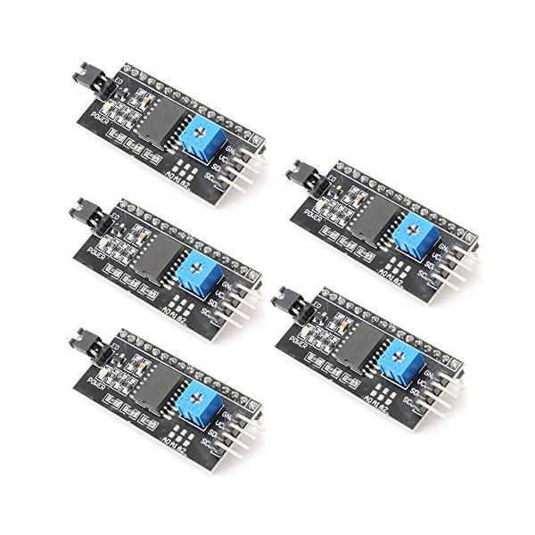 本商品は【互換品】です。国内正規品とは品質・保証・サポートが異なります。パッケージ個数:5・電源電圧：5V。・1602 LCD 2004 LCDと互換性があります。・バックライトとコントラストはポテンショメータで調整します。・I2C合意を支...