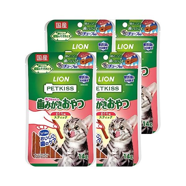 他サイト： ライオン ペットキッス PETKISS 猫用おやつ ネコちゃんの歯みがきおやつ スティック まぐろ味 4個パック まとめ買い LIONPETの商品画像