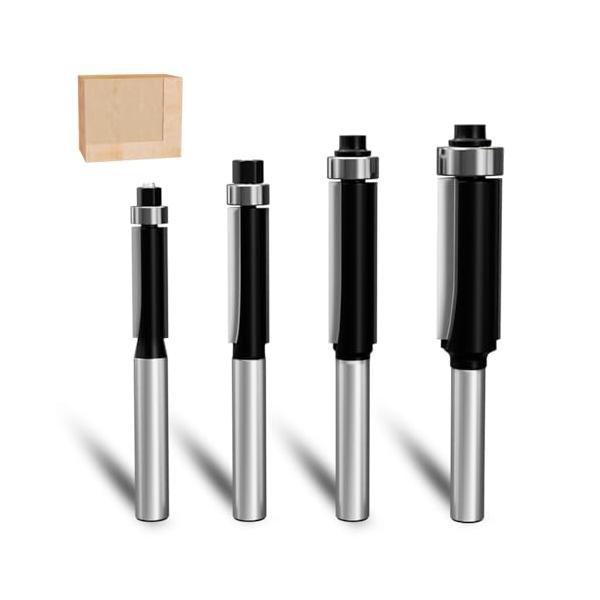 本商品は【互換品】です。国内正規品とは品質・保証・サポートが異なります。トリミングナイフ4本-/トリミングナイフ4本/4本トリマービット・Style:トリミングナイフ4本・パッケージ個数:1・パッケージ内容：6mmシャンク フラッシュミリン...