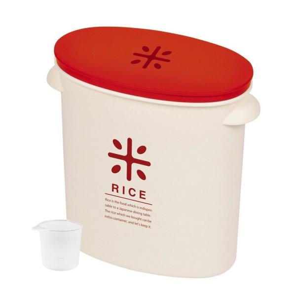 パール金属 日本製 米びつ 5kg レッド 計量カップ付 お米 袋のまま ストック RICE HB-2167