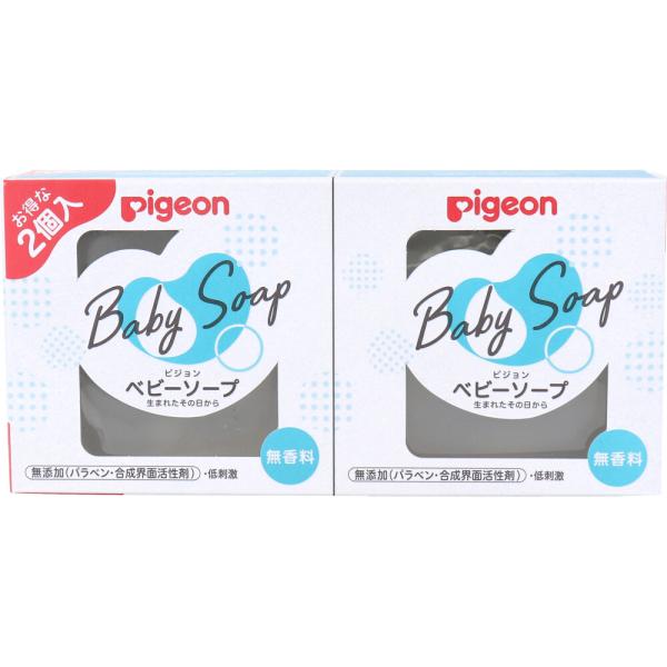 ピジョン ベビーソープ 無香料 90g×2個入赤ちゃんのお肌へのやさしさをいちばんに考えたスキンケア。髪・顔にも使える全身用石けん。●お肌本来のうるおい類似成分「ピジョンナチュラルモイスチャー(※)」配合。※セラミドNP+イソステアリン酸フ...