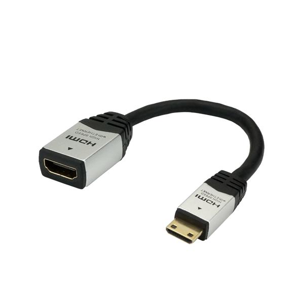 ホーリック HDMI ミニ 変換アダプタ 7cm シルバー HDMIタイプAメス-HDMIタイプC メーカー在庫品