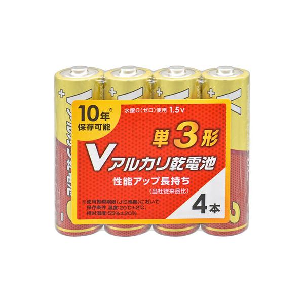 オーム電機 Vアルカリ乾電池 単3形 4本パック 08-4124 LR6VS4P