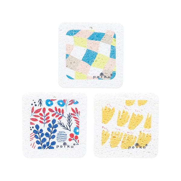 ポルク 圧縮セルローススポンジ3P Bセット 【約80×80×10mm×3】 22653708