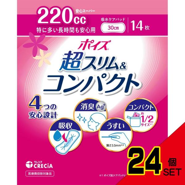 ポイズ肌ケアパッド超スリム&コンパクト特に多い長時間も安心用 × 24点