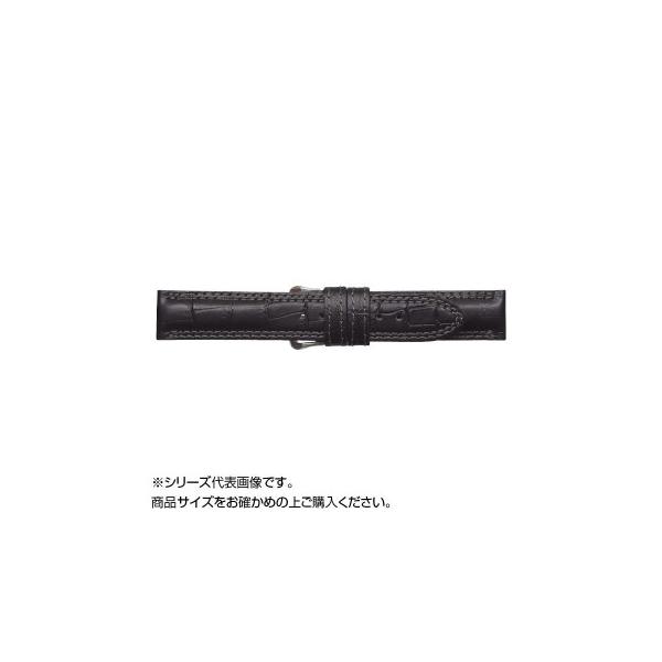 MIMOSA(ミモザ) 時計バンド IT型押ワニ 19mm ブラック (美錠:銀) CIT-A19
