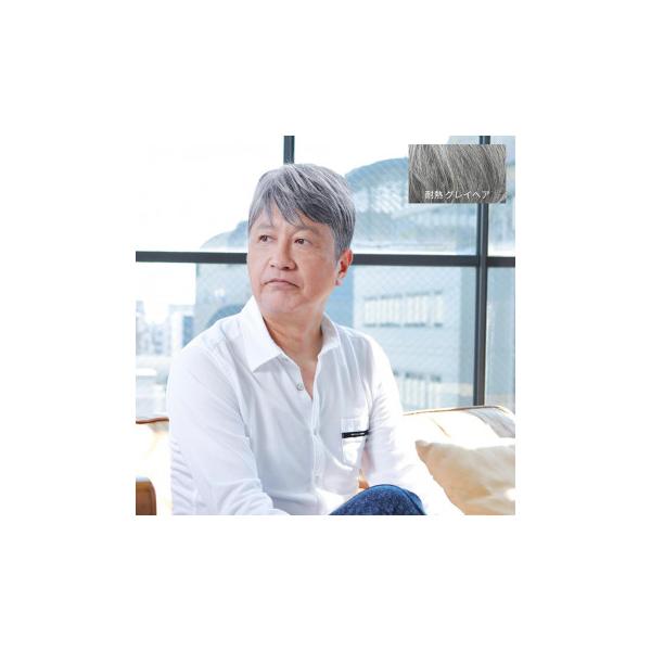 プリシラ 男性用5分ウィッグ ストレートショート 耐熱 グレイヘア GB-21-TGH