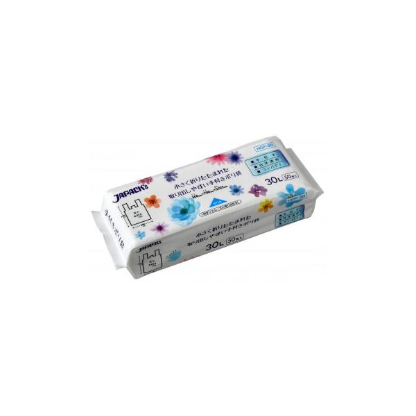 他サイト： ジャパックス 手付き 32折コンパクト30L 白半透明 HCP30 50枚入の商品画像