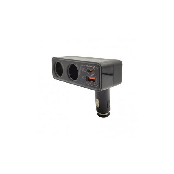 アークス(axs) 2連DCソケット+Type-C+USB-A充電器 X-341