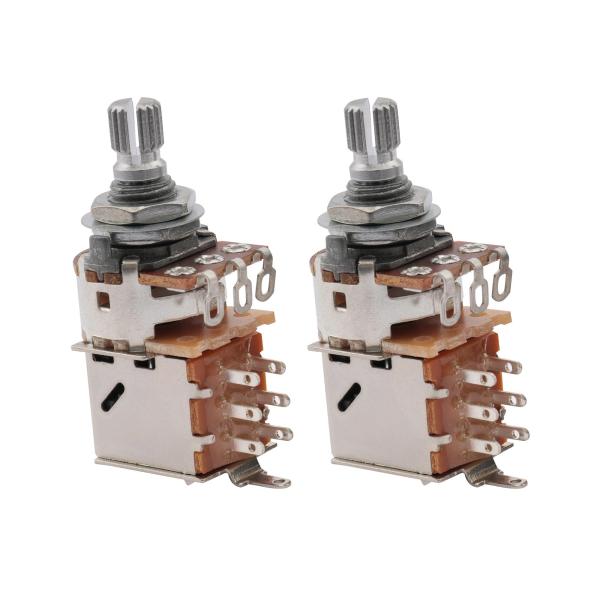 【ご購入後の当店からの連絡はご登録のメールアドレスに通知いたします。必ずご確認ください】【商品概要】エレキギター 用金属合金製ミリサイズ、シャフト径：15ミリ、直径6mmローレットシャフト500KΩ、Aカーブパッケージ内容:2個【商品説明】...