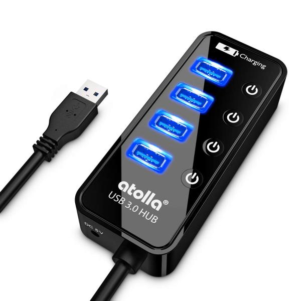他サイト： atolla USB3.0ハブ 4ポート5Gbps高速データ転送 USB HUB 3.0 の 増設 + 1充電ポート、独立スイッチ付 バスパワーの商品画像