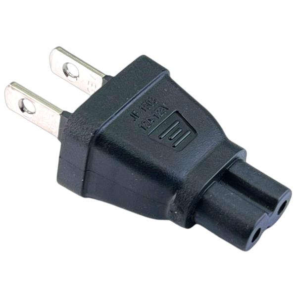 【ご購入後の当店からの連絡はご登録のメールアドレスに通知いたします。必ずご確認ください】【商品概要】2ピンのメガネ型コードを通常コンセント形状に変換するアダプタ2ピンメガネ型(メス)→2ピン(オス)電気仕様：12A 125V<PSE対...