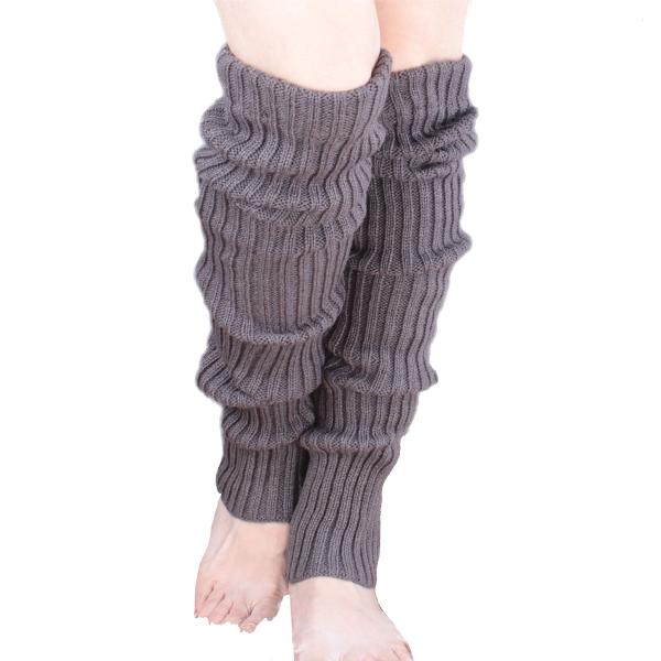 レッグウォーマー ロング もこもこ リブ編み 60cm 長い 裏起毛 10カラー チャコール 「Ralowdia」
