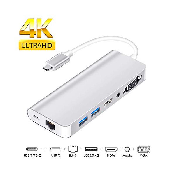 WU-MINGLU usb c vga usb-cハブ7in1 type c hdmi vga 変換 usb type c ハブ usb-c hdmi